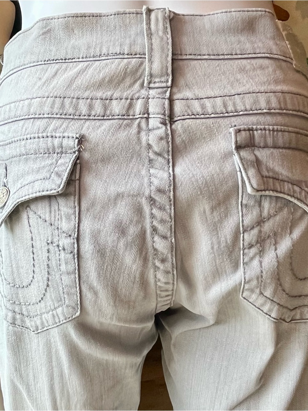 True Religion Women's Skinny Jeans Light Grey Rhinestone Buttons Made in USA 30 - Picture 10 of 11